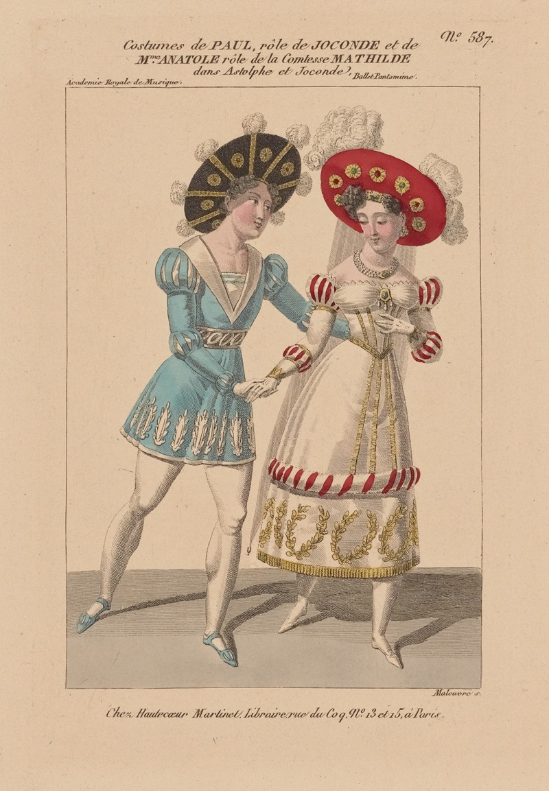 Martinet-Hautecoeur - Costumes de Paul, rôle de Joconde et de Mme Anatole, rôle de la comtesse Mathilde, dans Astolphe et Joconde