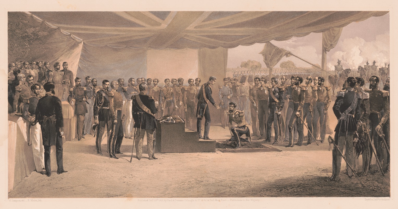 William Simpson - The investiture of the Order of the Bath. At the head quarters of the British army before Sebastopol