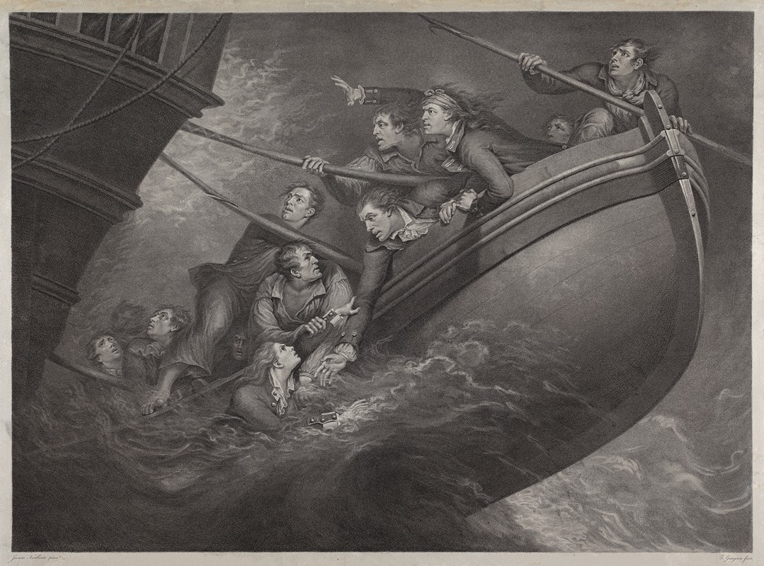 James Northcote - Capt. Englefield with Eleven of his Crew Saving Themselves in the Pinnace, from the Wreck of the Centaur, of 74 Guns, Lost Sept. 1782