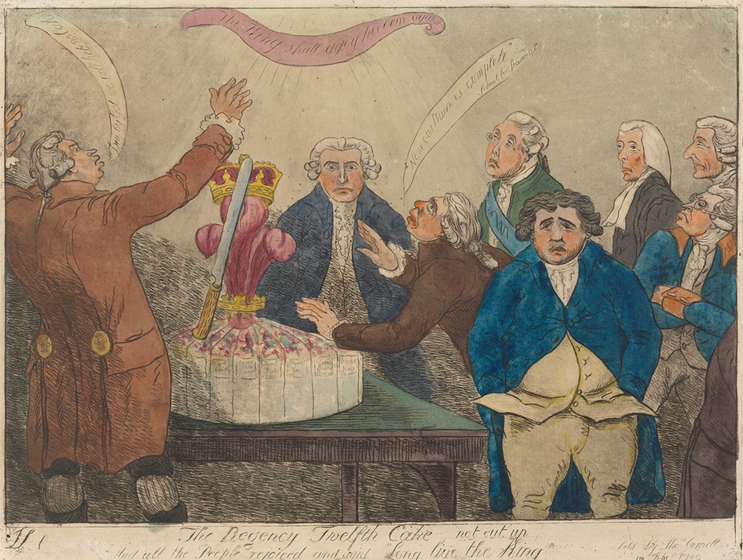 James Sayer - The Regency Twelfth Cake not cut up, and All the People rejoiced and said ‘Long Live the King’