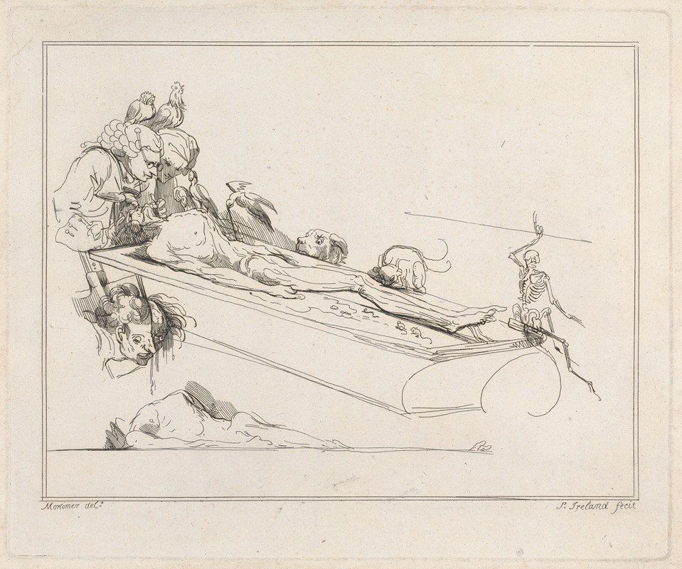 John Hamilton Mortimer - Doctors, Birds, Dog, Rat and Skeleton attending a Corpse