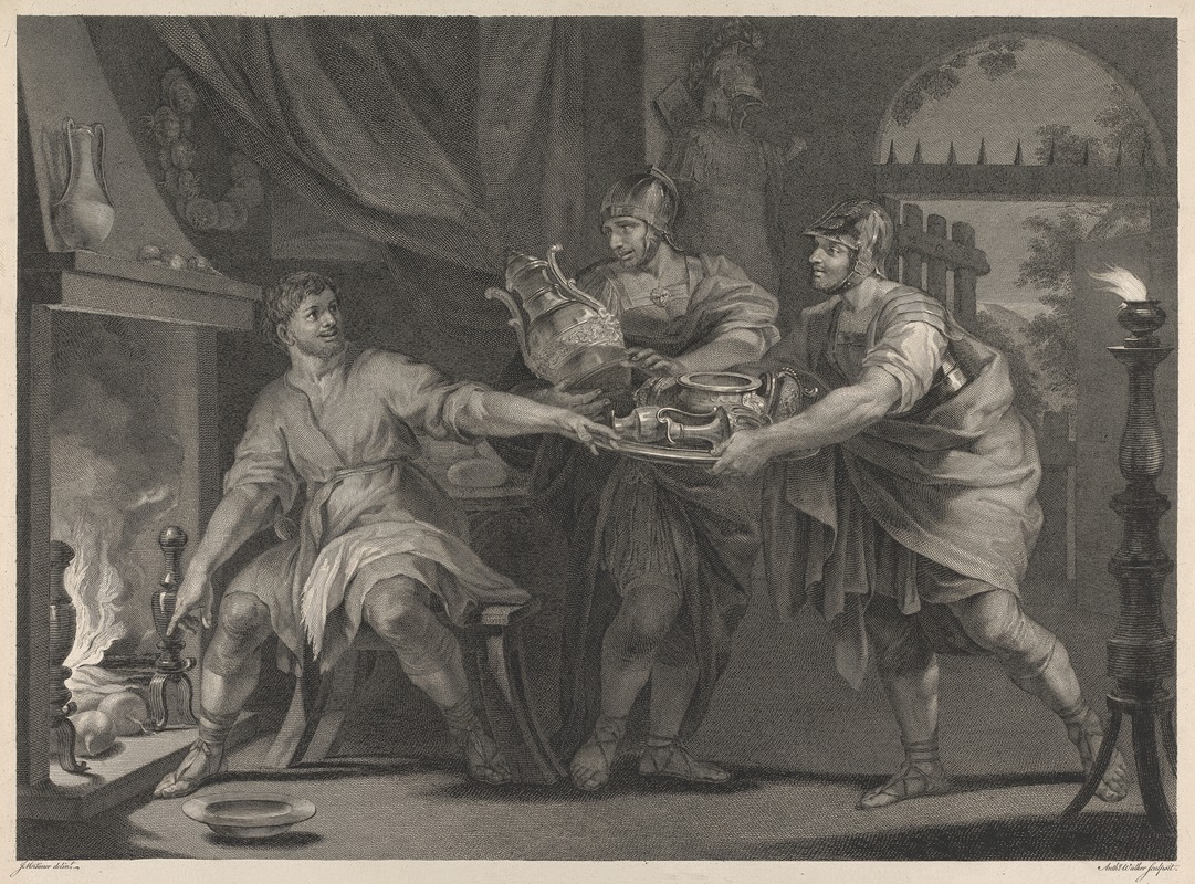 John Hamilton Mortimer - Marcus Curius Dentatus rejecting the Bribes of the Samnites