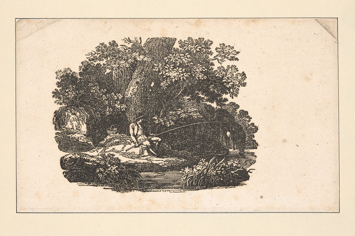 Alexander Anderson - The seasons [Spring; Man fishing in stream, horizontal view].