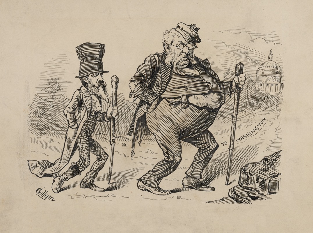 Bernard Gillam - Chester Arthur and Thomas Platt walking to Washington, DC