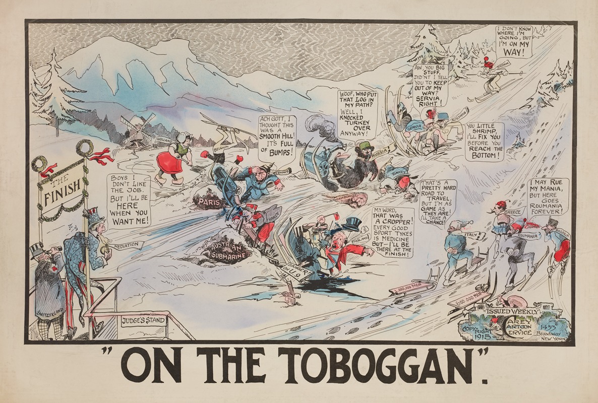 Carey Cartoon Service - On the Toboggan