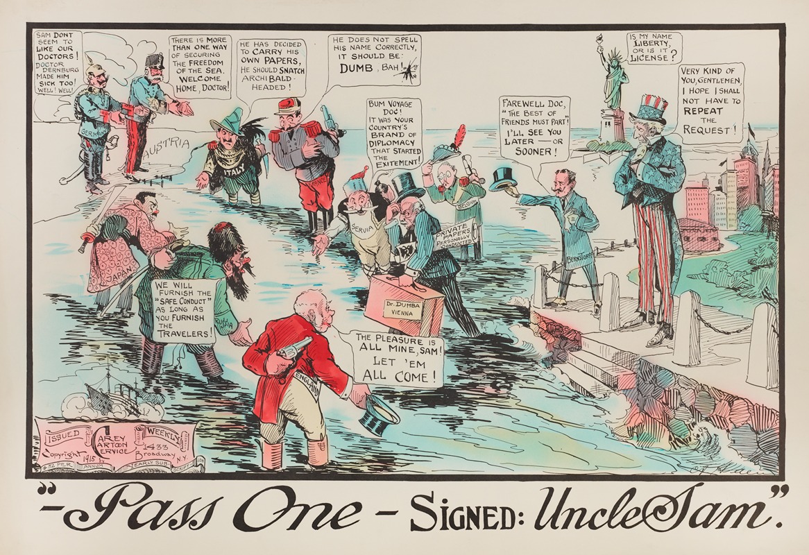 Carey Cartoon Service - -Pass One- Signed; Uncle Sam