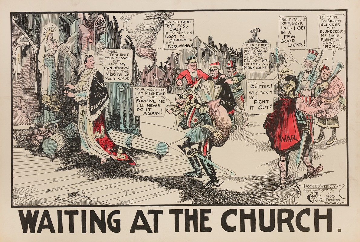 Carey Cartoon Service - Waiting at the Church