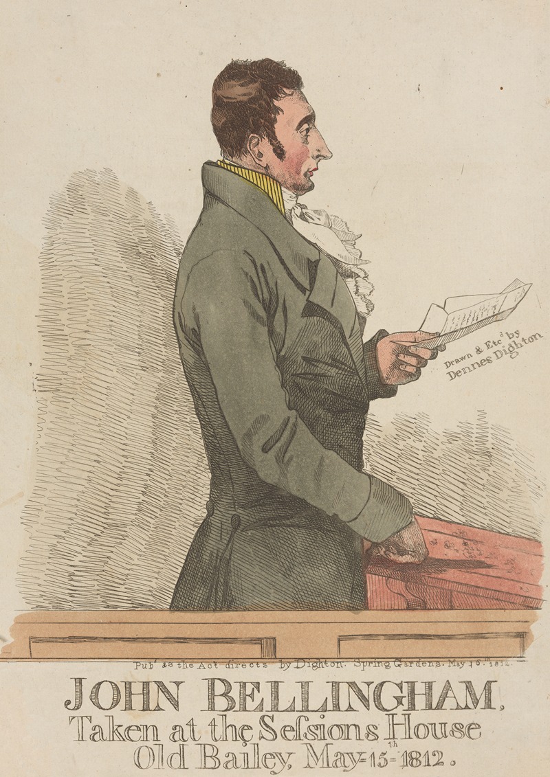 Denis Dighton - John Bellingham. Taken at the Sessions House, Old Bailey, May-15-1812