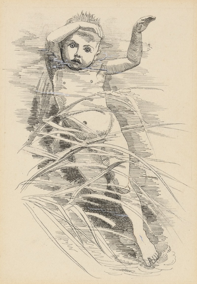 Edward Linley Sambourne - Water-baby among reeds