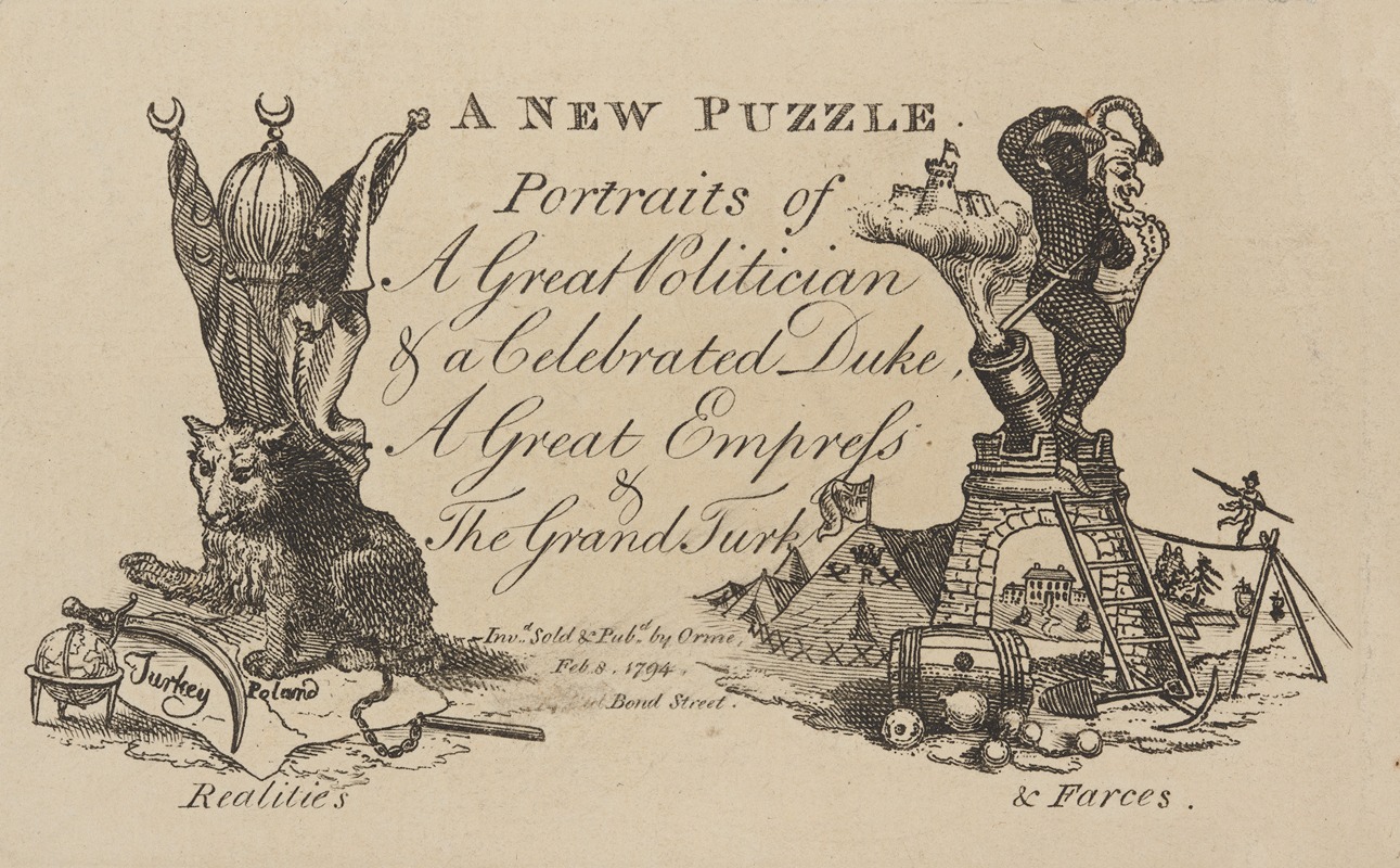 Edward Orme - A new puzzle. Portraits of a great politician & a celebrated duke, a great empress & the Grand Turk.