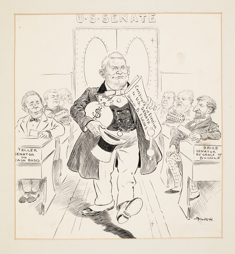 F. M. Hutching - Stephen B. Elkins Entering the Senate to Claim the Seat he has Bought by Liberal Contributions to Party Funds