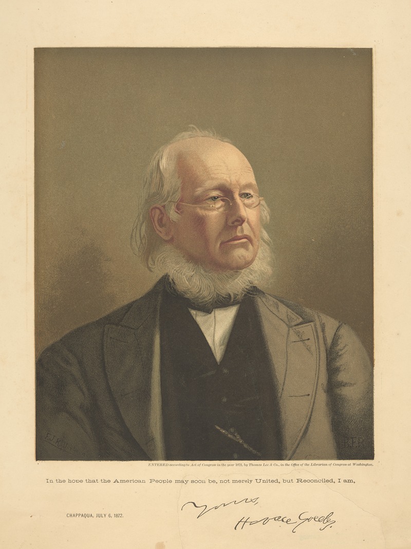 F.J. Kallenbach - In the hope that the American People may soon be, not merely United, but Reconciled, I am, Yours, Horace Greeley.