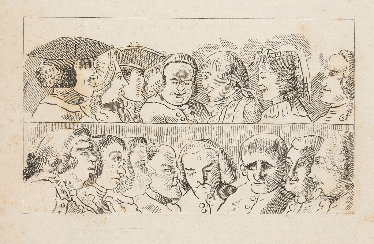 Francis Grose - Studies of smiling faces above studies of downcast faces