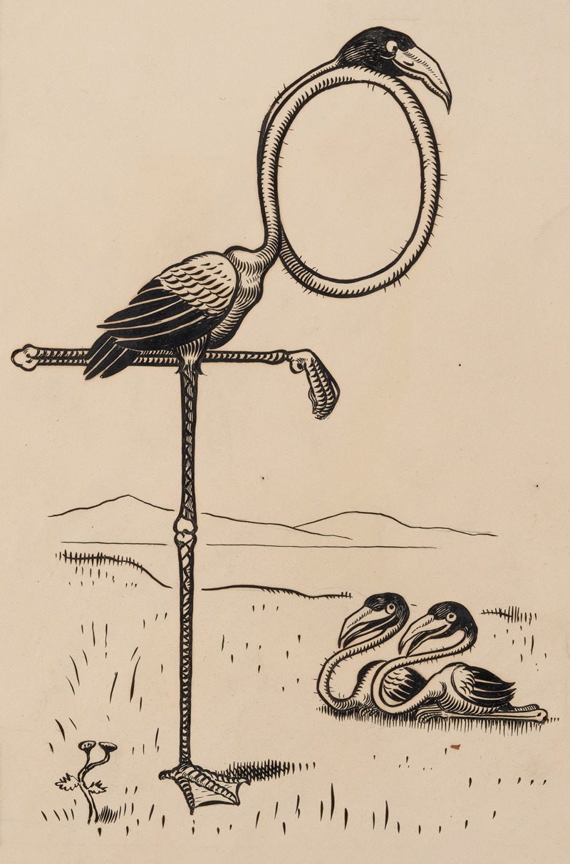 Franklin Morris Howarth - Eleven comic strip frames of flamingo shaping figures with its long neck Pl.2