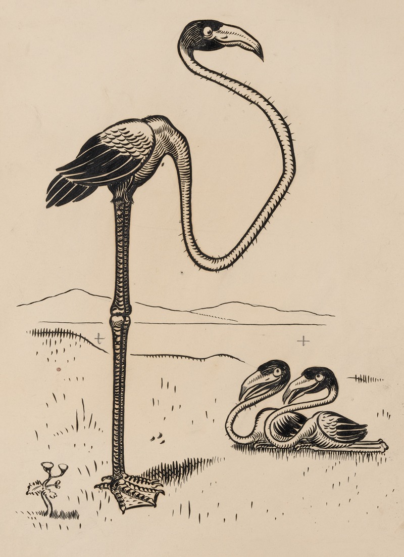 Franklin Morris Howarth - Eleven comic strip frames of flamingo shaping figures with its long neck Pl.3