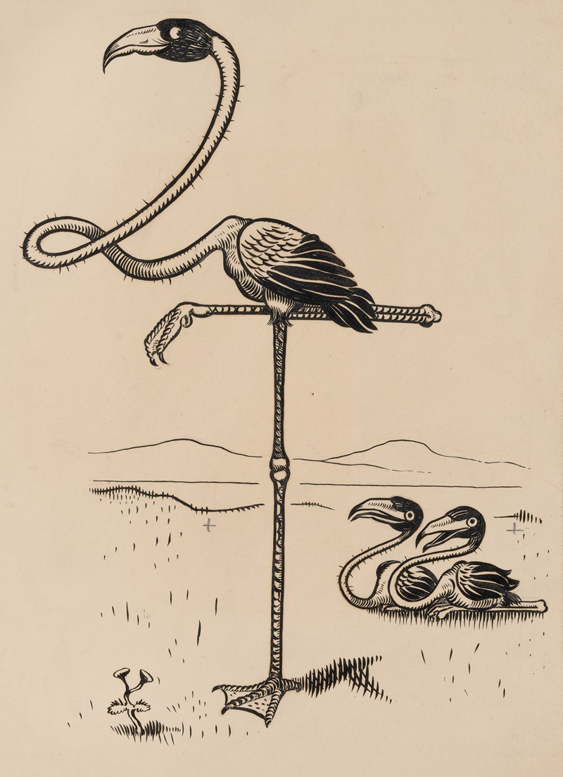 Franklin Morris Howarth - Eleven comic strip frames of flamingo shaping figures with its long neck Pl.4