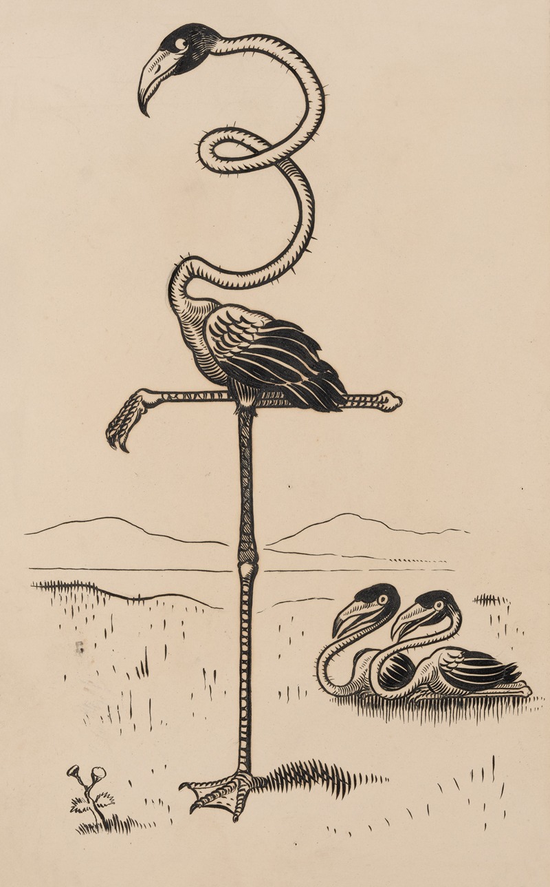 Franklin Morris Howarth - Eleven comic strip frames of flamingo shaping figures with its long neck Pl.5