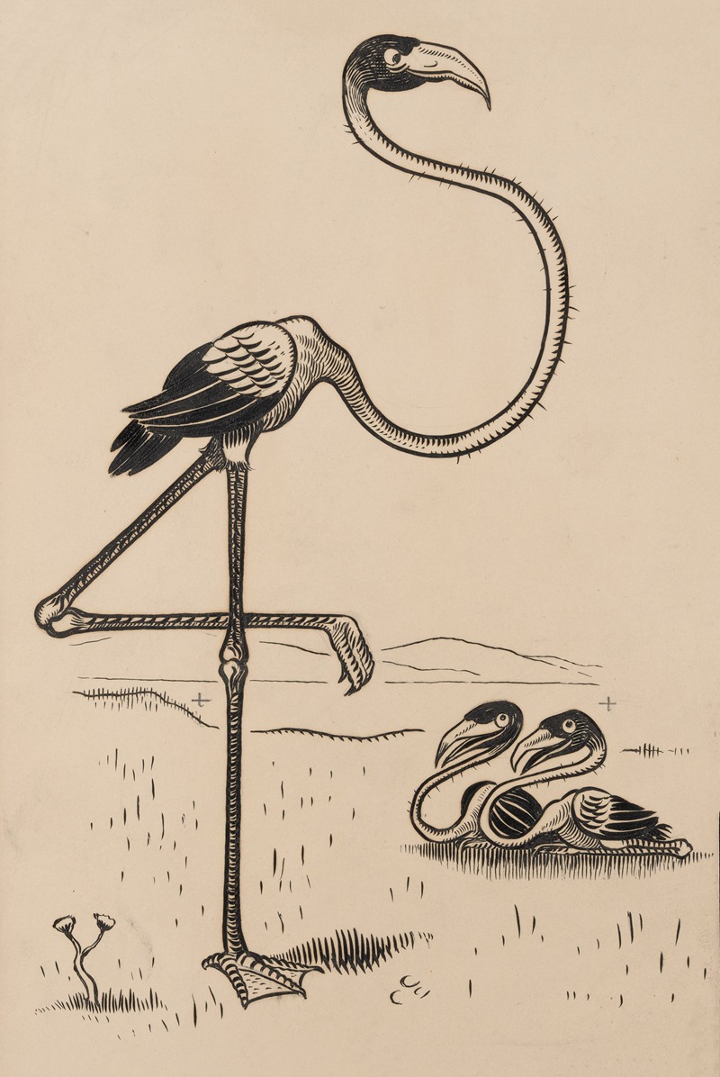 Franklin Morris Howarth - Eleven comic strip frames of flamingo shaping figures with its long neck Pl.6