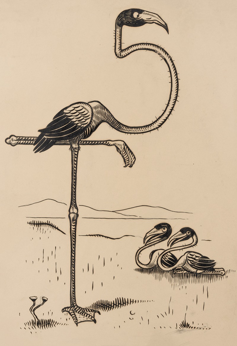 Franklin Morris Howarth - Eleven comic strip frames of flamingo shaping figures with its long neck Pl.7