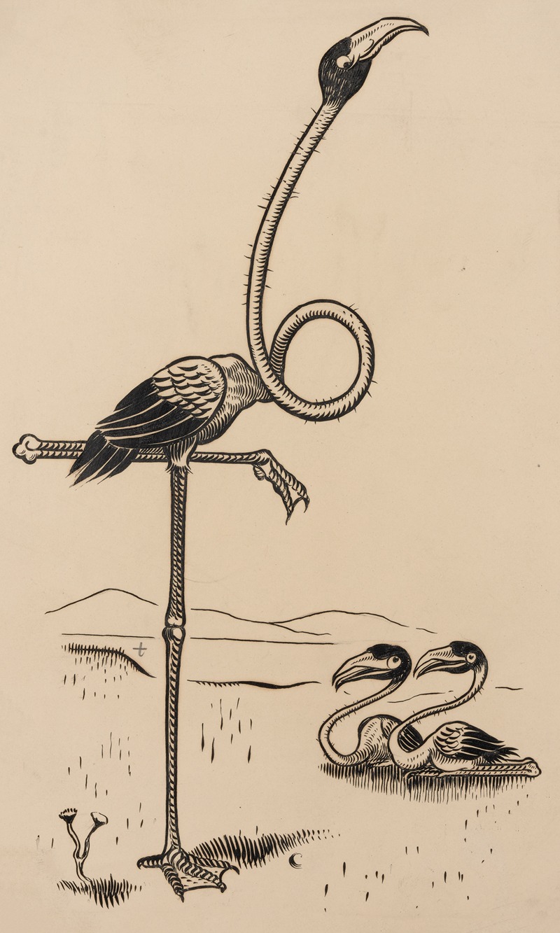 Franklin Morris Howarth - Eleven comic strip frames of flamingo shaping figures with its long neck Pl.8