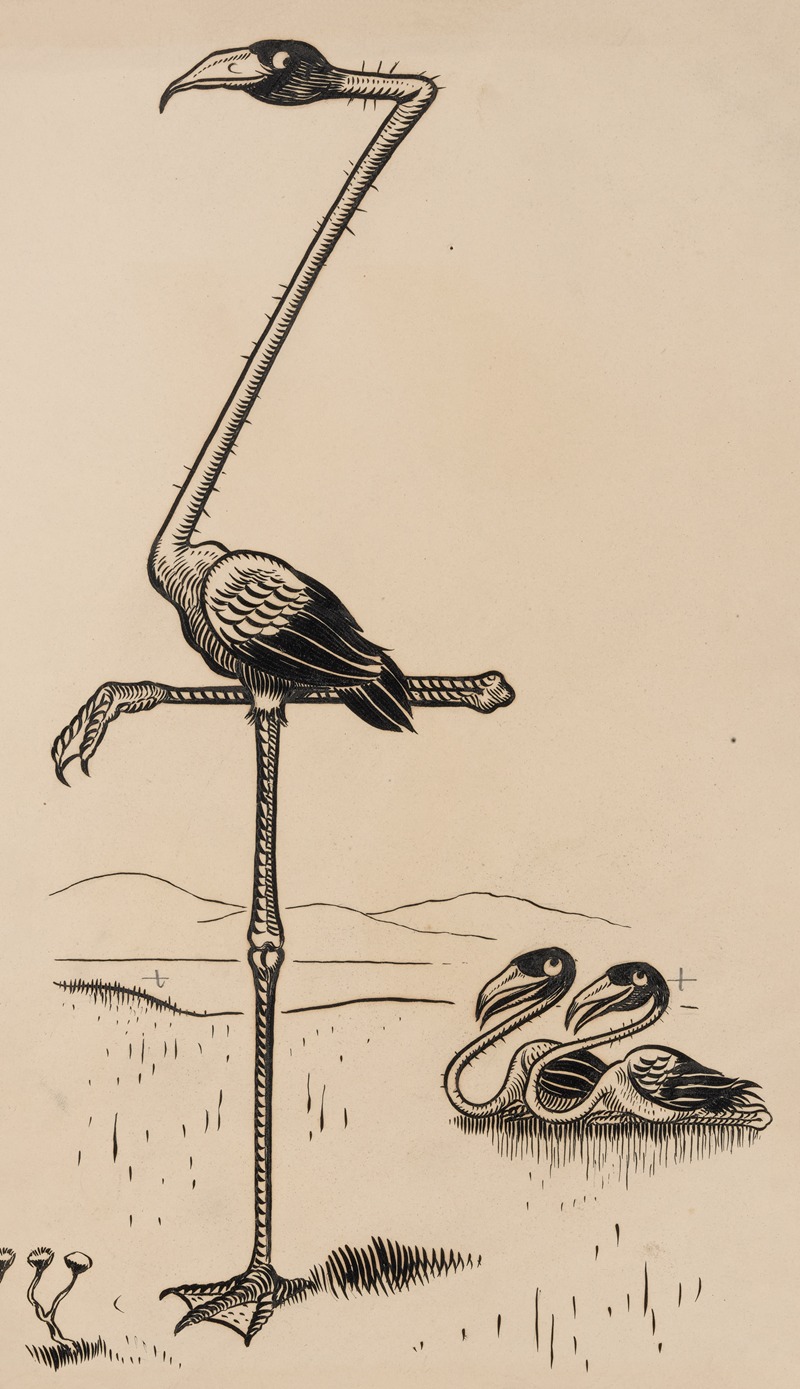 Franklin Morris Howarth - Eleven comic strip frames of flamingo shaping figures with its long neck Pl.9