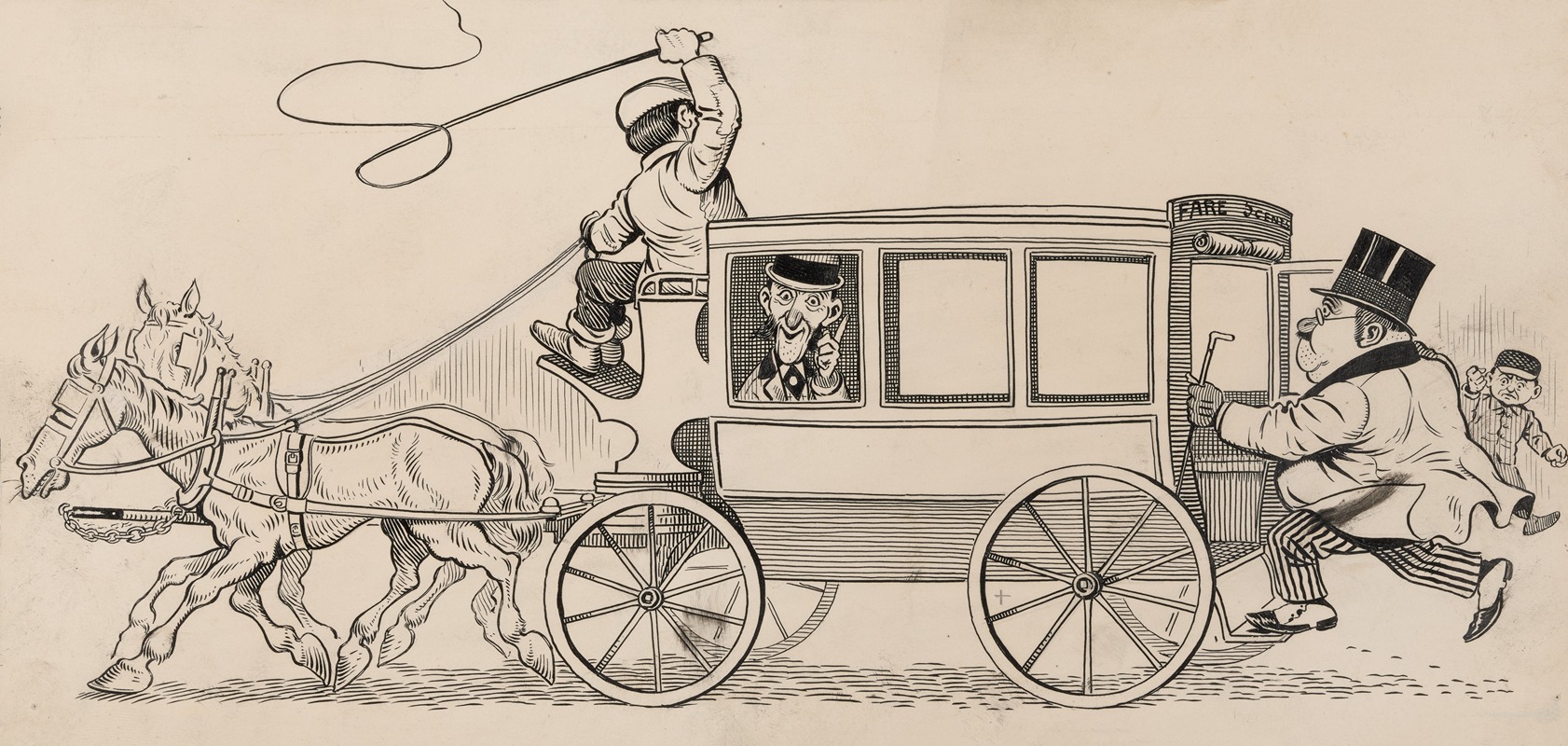 Franklin Morris Howarth - Six comic strip frames of coach driver and mischievous boy Pl.3