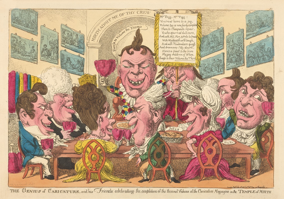 George Moutard Woodward - The genius of caricature, and his friends celebrating the completion of the second volume of the Caricature magazine