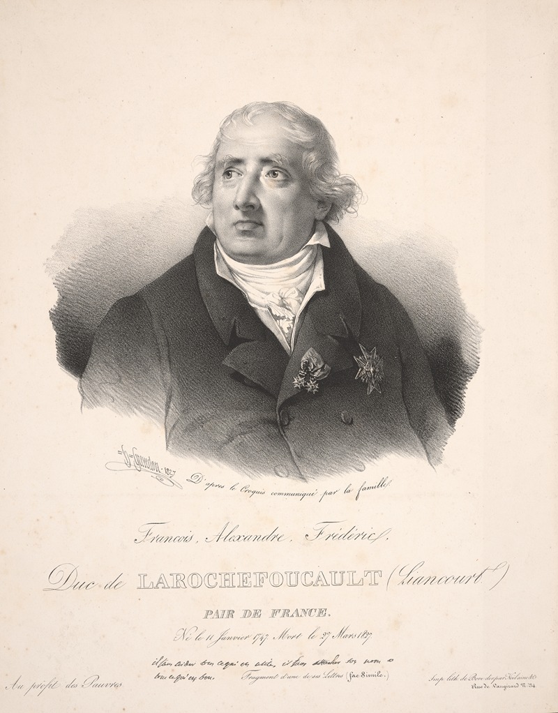 Henri Grévedon - Francois, Alexandre, Frederic, Duc de Larochefoucault (Liancourt), Peer of France