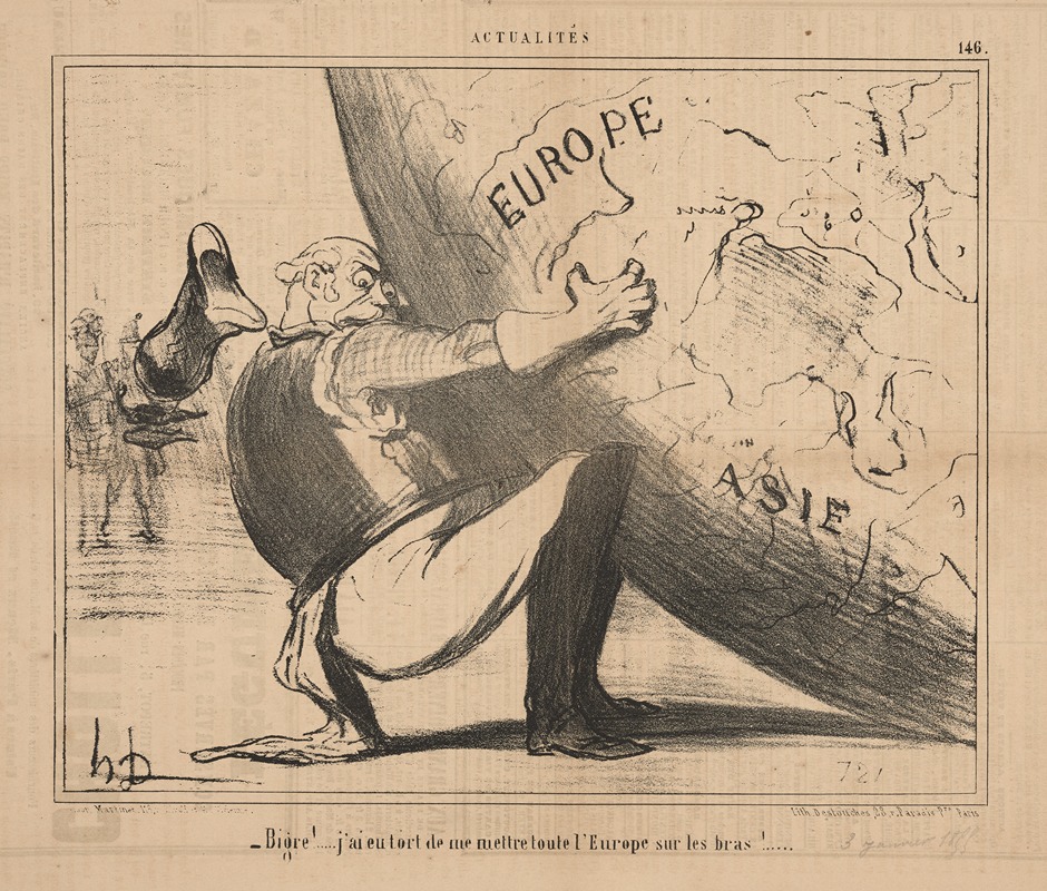 Honoré Daumier - Dammit! . . . I’ve been wrong to put all of Europe on my arms!