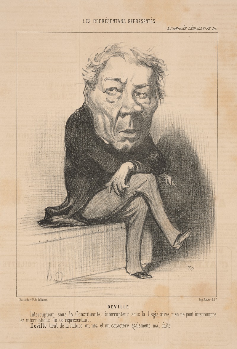 Honoré Daumier - Deville, man seated facing front, disfigured nose.