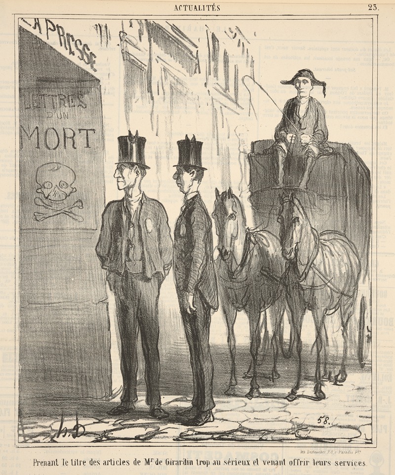 Honoré Daumier - Taking the title of the articles of M. de Girardin too seriously and coming to offer their services