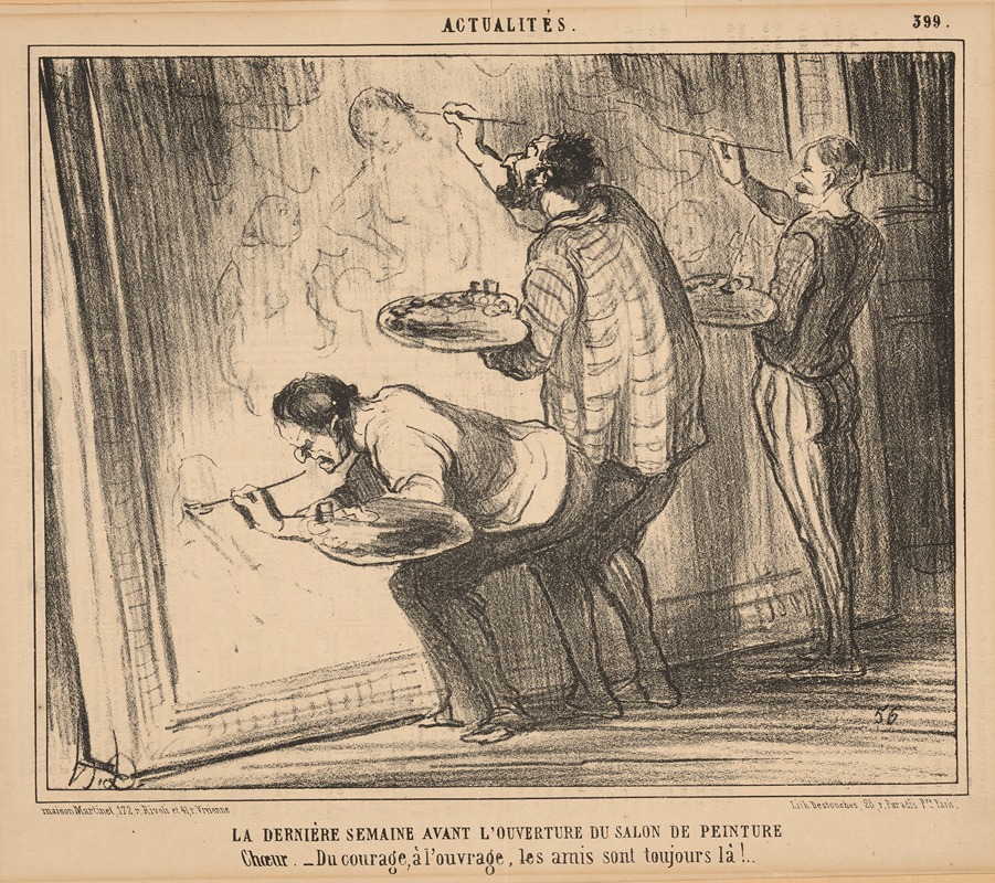 Honoré Daumier - The last week before the opening of Salon painting. Chorus. Courage, to work, friends are always there!