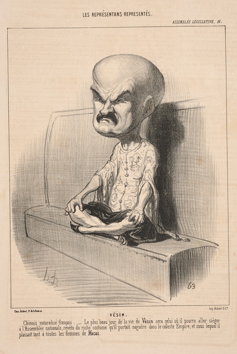 Honoré Daumier - Vesin Chinese figure seated on bench, legs crossed