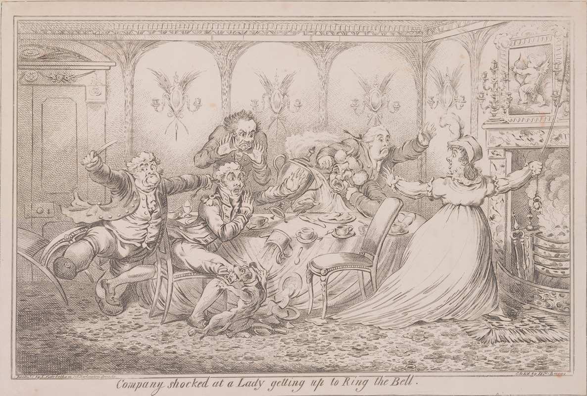 James Gillray - Company shocked at a lady getting up to ring the bell