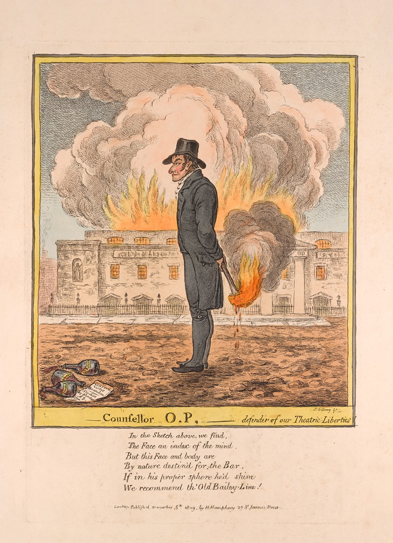 James Gillray - Counsellor O. P., defender of our theatric liberties