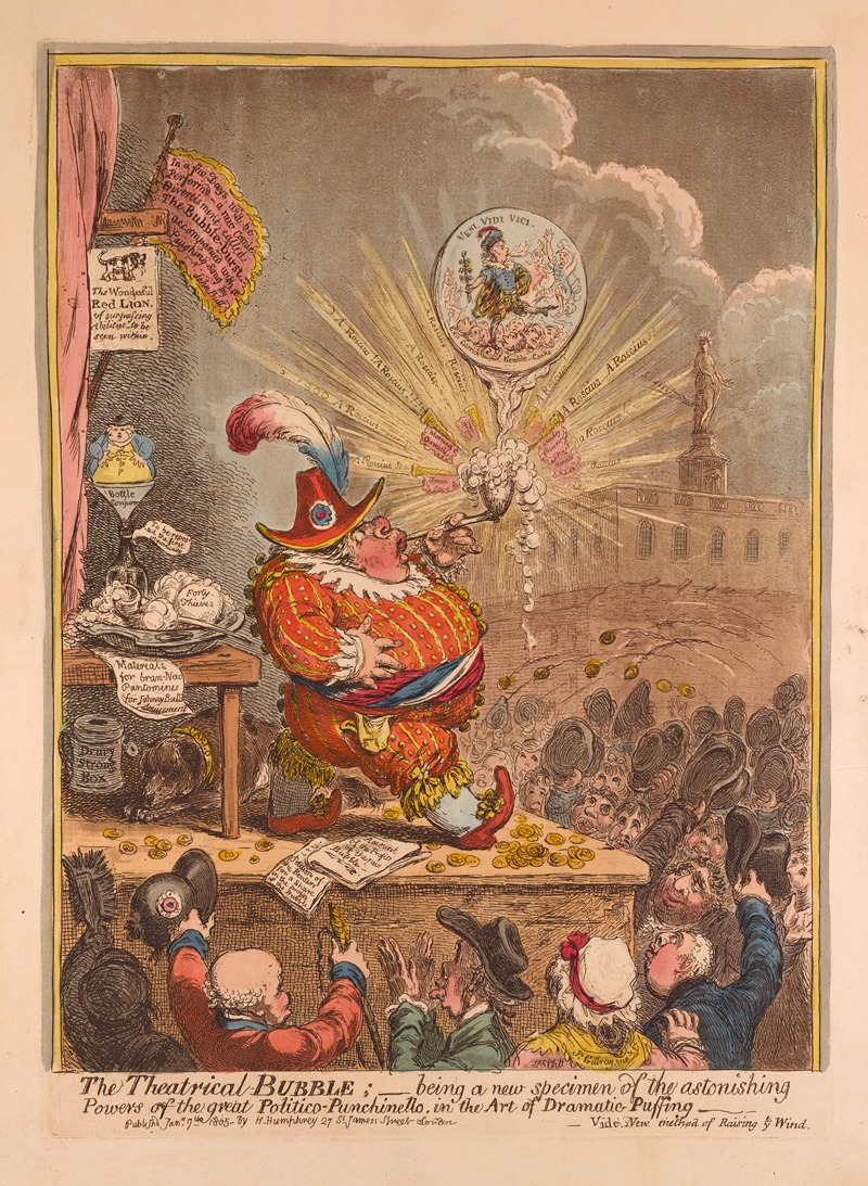 James Gillray - The theatrical bubble – being a new specimen of the astonishing powers of the great Politico-Punchinello in the art of dramatic puffing