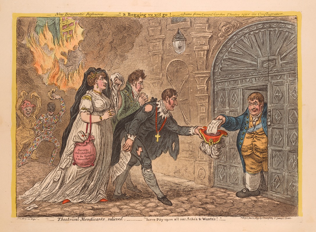 James Gillray - Theatrical-Mendicants, relieved. Have pity on all our aches & wantes!.