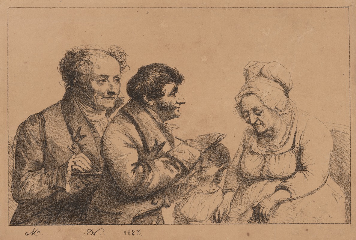 Jean-Baptiste Mauzaisse - Denon and Mauzaisse drawing an old woman