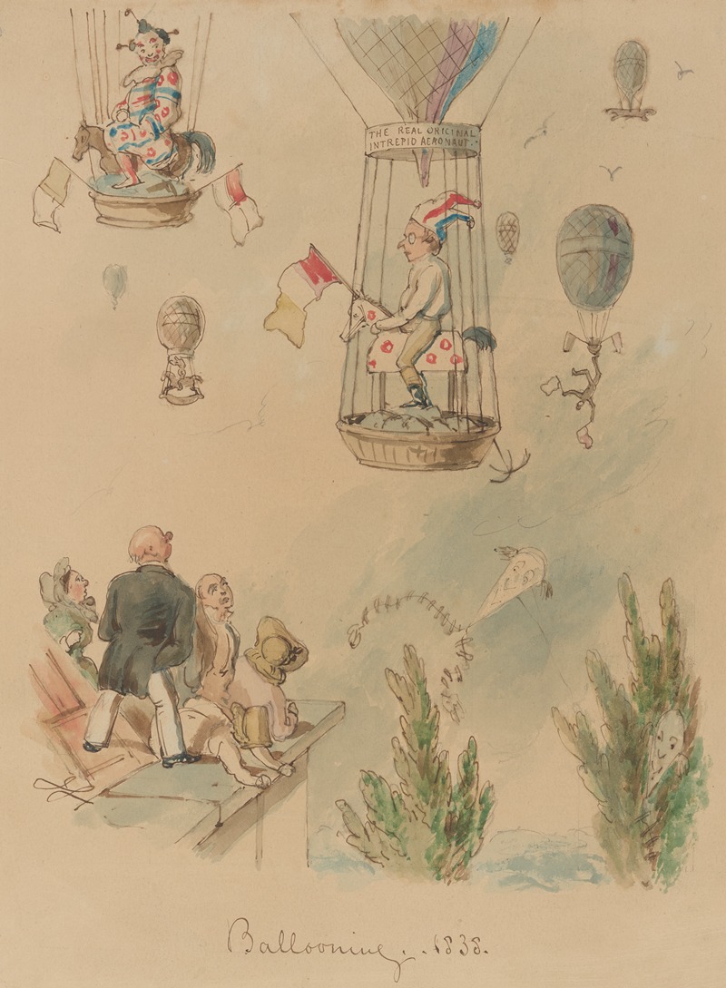 John Leech - Ballooning. 1838.