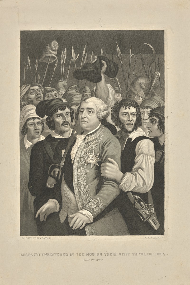 John Sartain - Louis XVI threatened by the mob on their visit to the Tuileries ; June 20, 1792