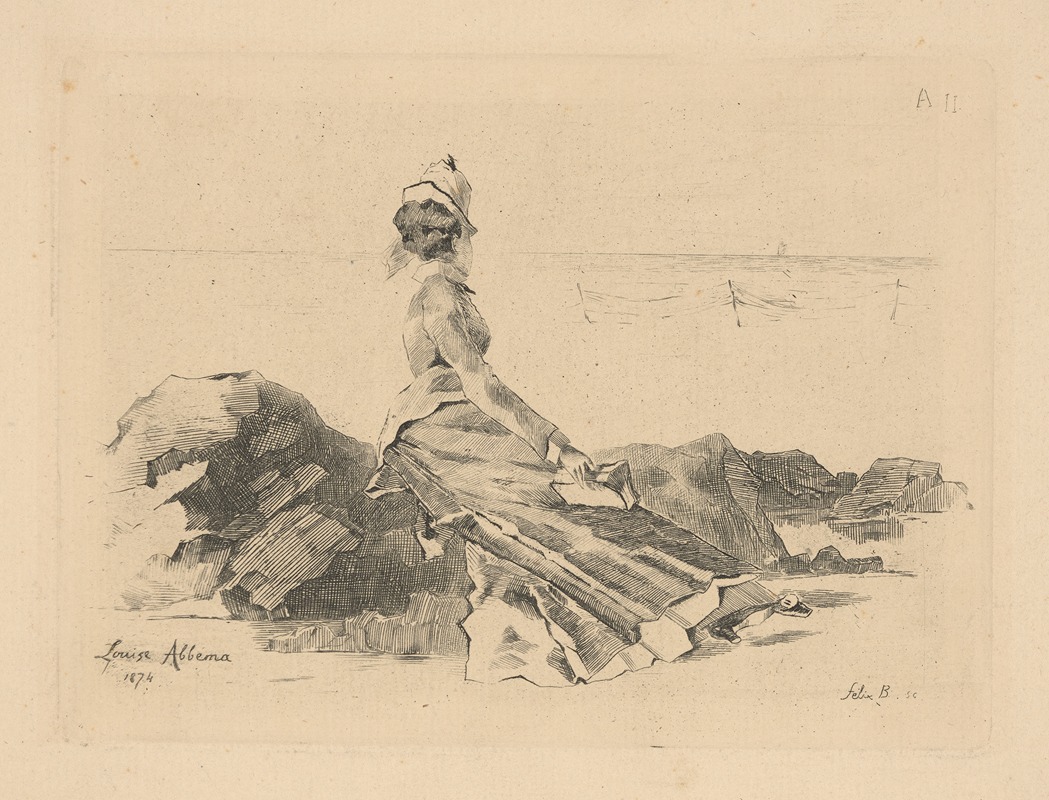 Louise Abbéma - Femme assis sur un rocher (Woman sitting on a rock)