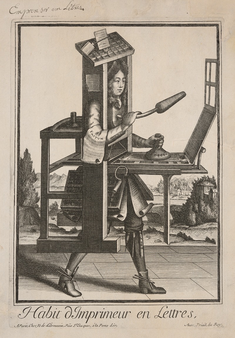 Nicolas de Larmessin - Habit d’Imprimeur en lettres (Printer’s costume)