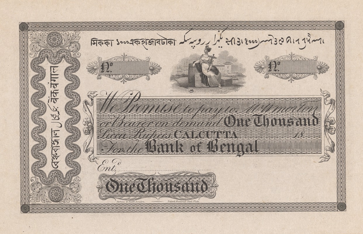 Perkins & Heath - Bank of Bengal one thousand siccu rupees