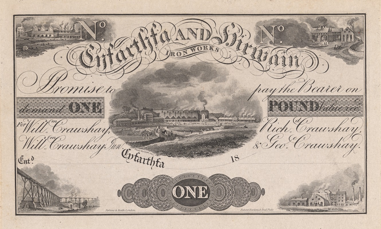 Perkins & Heath - Cyfarthfa and Hirwaun Iron Works one pound note