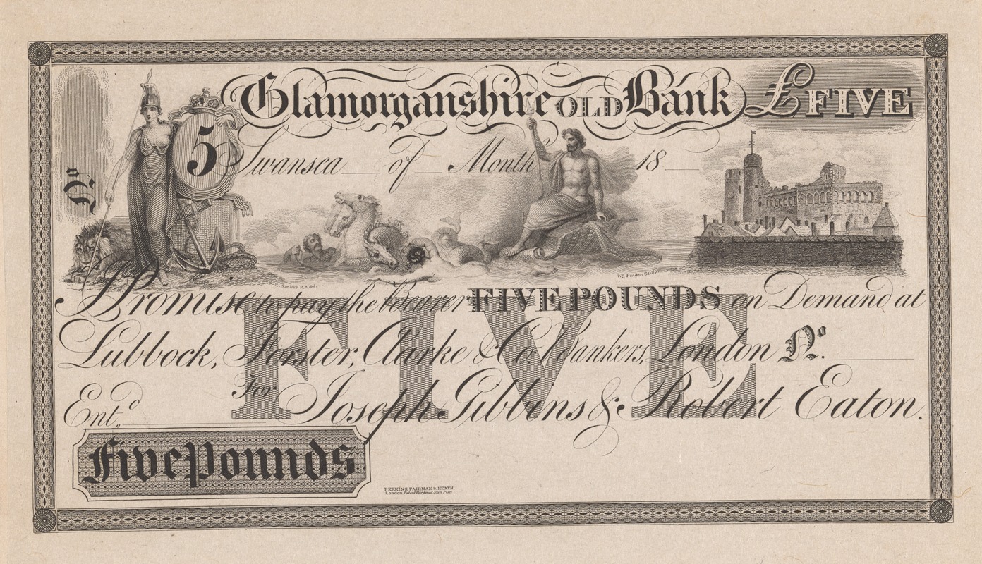 Perkins & Heath - Glamorganshire Old Bank five pound note