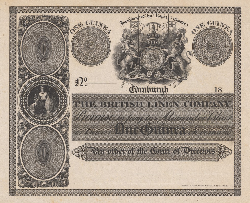 Perkins & Heath - The British Linen Company, Edinburgh, one guinea note