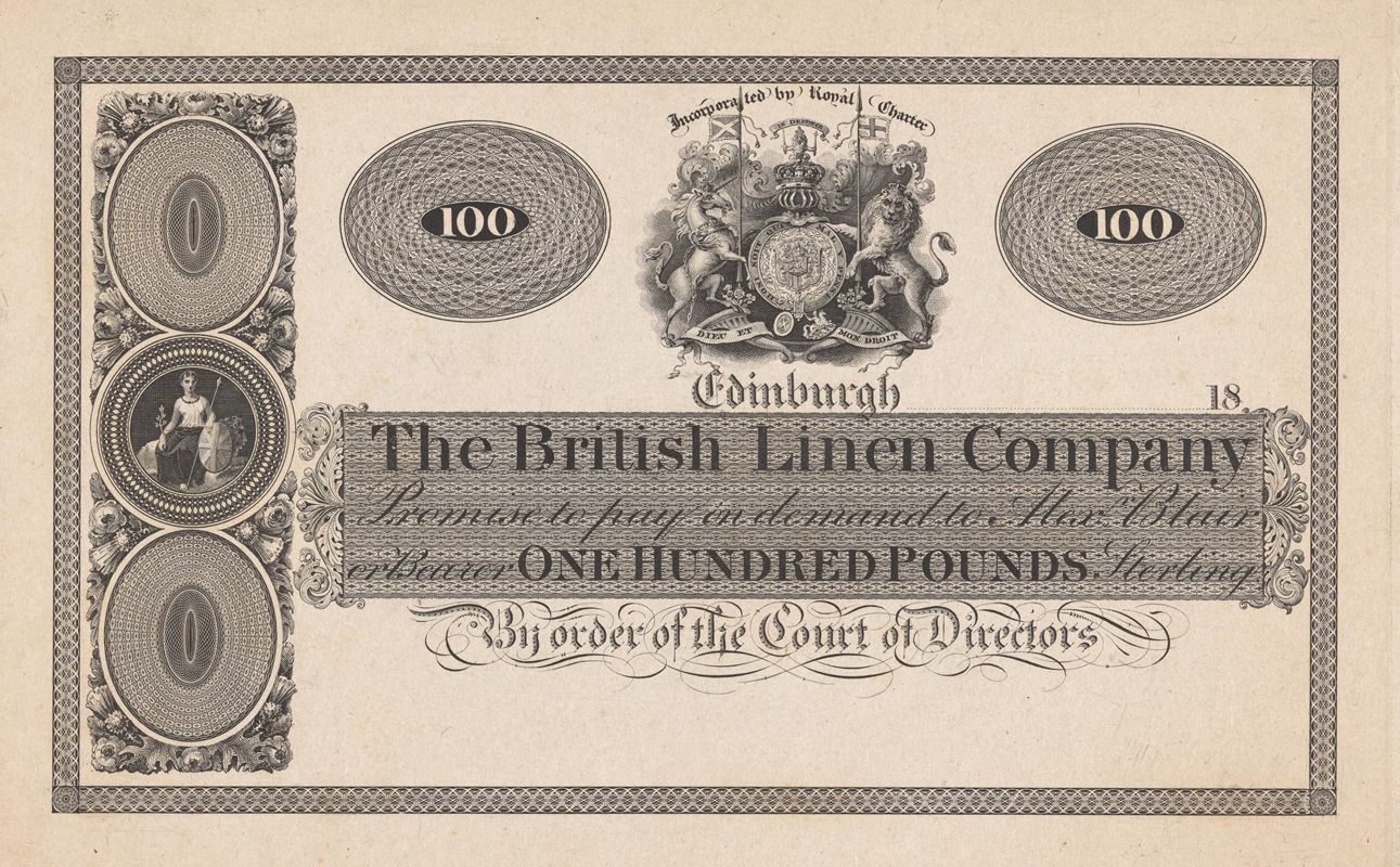 Perkins & Heath - The British Linen Company, Edinburgh, one hundred pound note