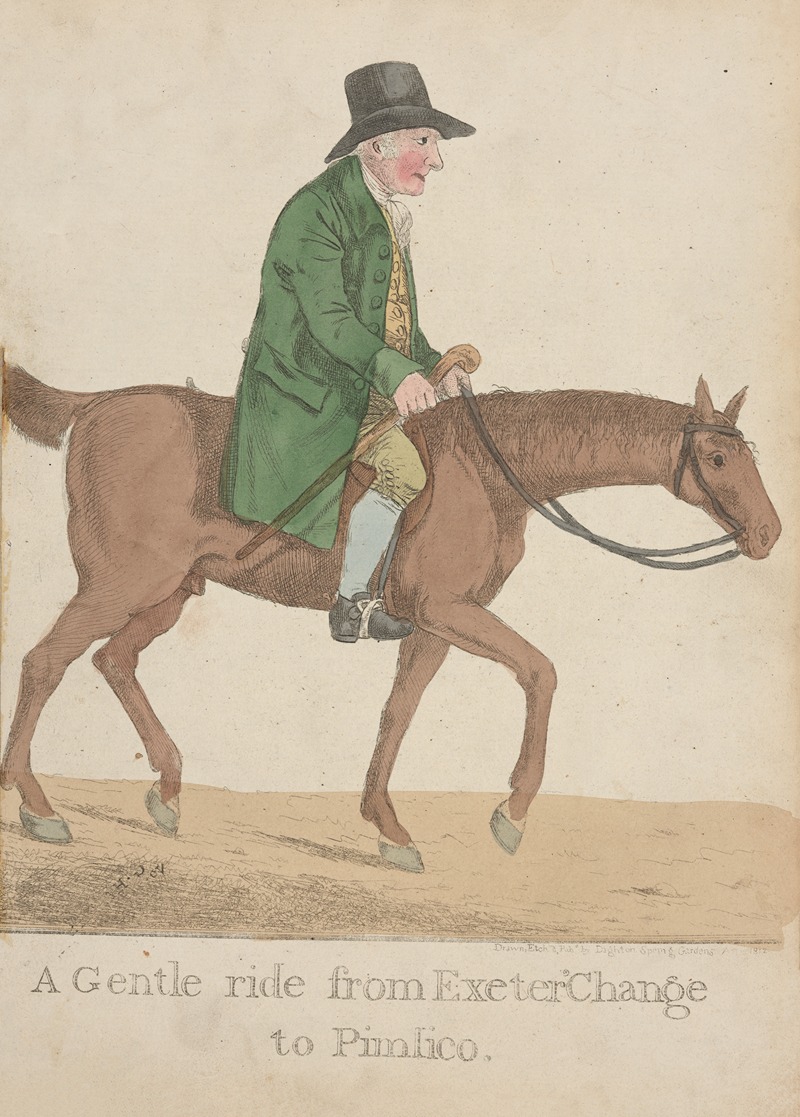 Robert Dighton - A gentle ride from Exeter Change to Pimlico.