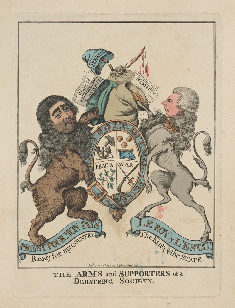 Robert Dighton - The arms and supporters of a debateing society.