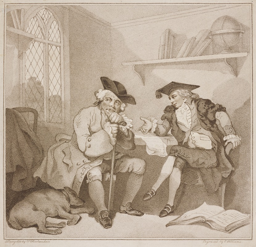 Thomas Rowlandson - A college scene, or a fruitless attempt on the purse of Old Square-toes